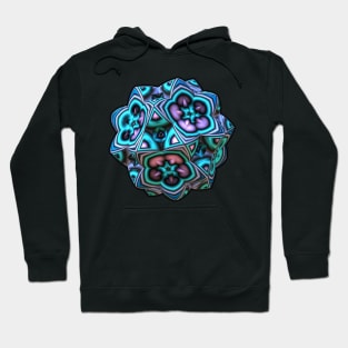 Lavender and Teal 3-D Fractal Pattern Hoodie